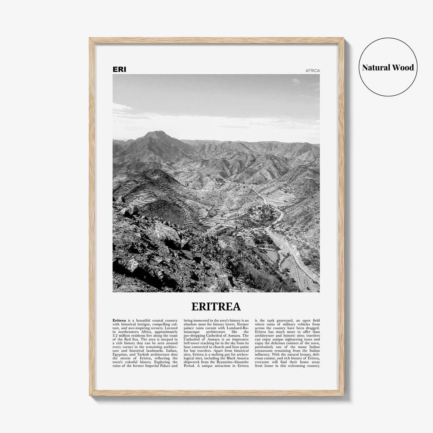 Eritrea Print Black and White, Eritrea Wall Art, Eritrea Poster, Eritrea Photo, Eritrea Wall Decor, Country Art Print, Africa, Asmera