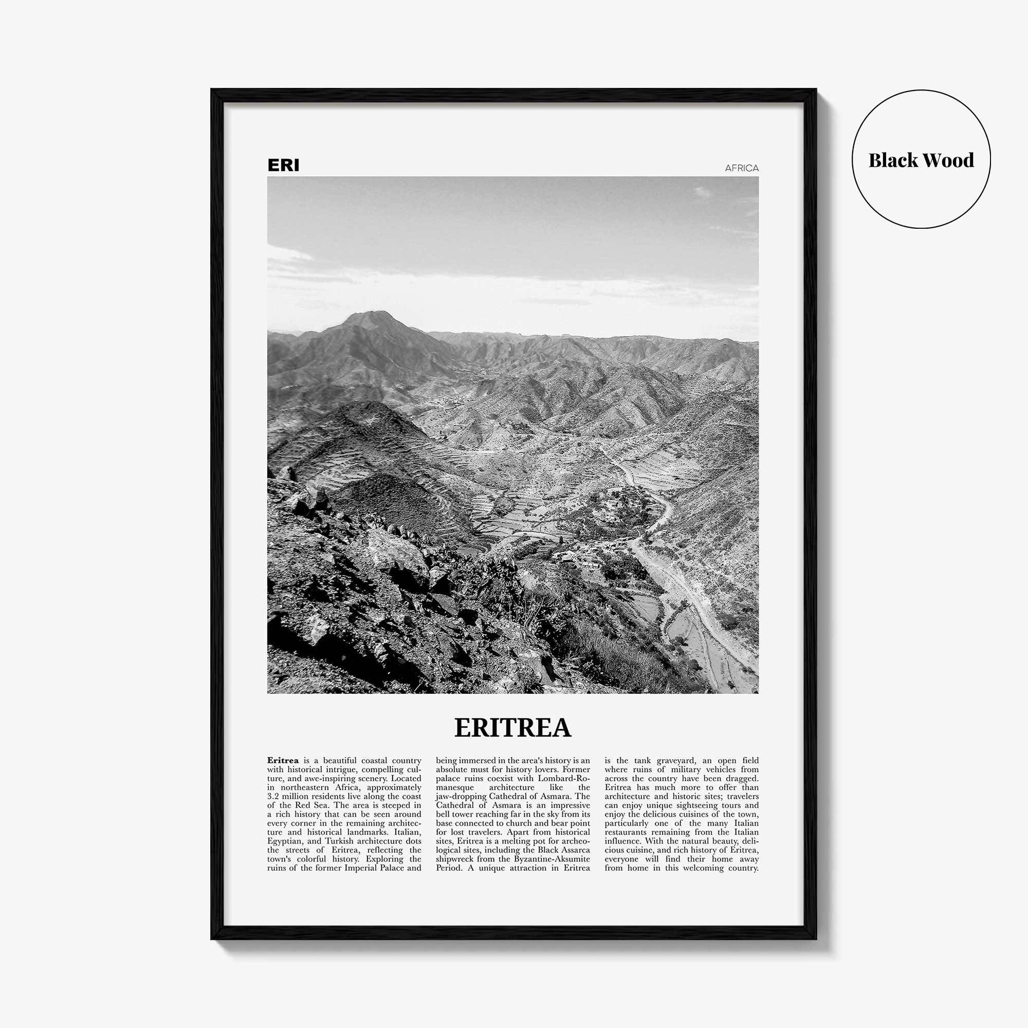 Eritrea Print Black and White, Eritrea Wall Art, Eritrea Poster, Eritrea Photo, Eritrea Wall Decor, Country Art Print, Africa, Asmera