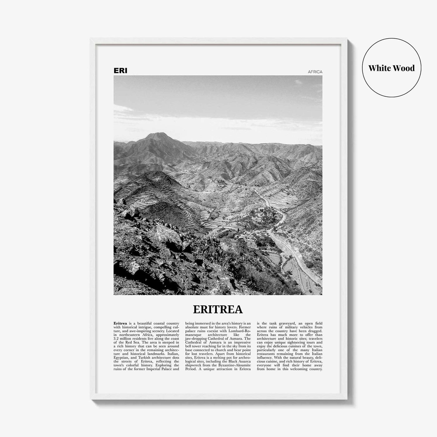 Eritrea Print Black and White, Eritrea Wall Art, Eritrea Poster, Eritrea Photo, Eritrea Wall Decor, Country Art Print, Africa, Asmera