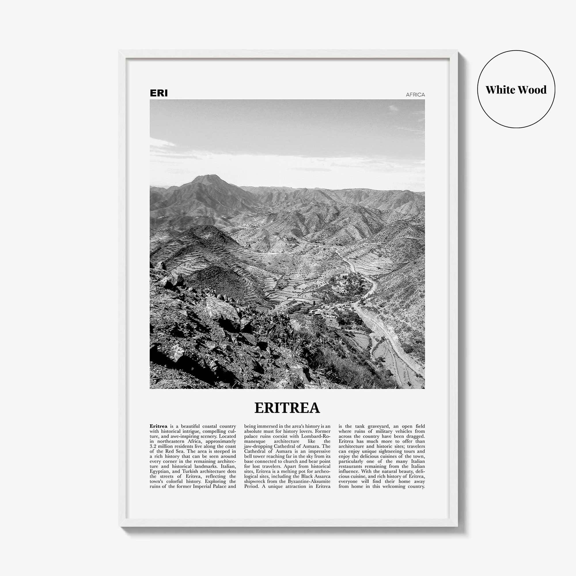 Eritrea Print Black and White, Eritrea Wall Art, Eritrea Poster, Eritrea Photo, Eritrea Wall Decor, Country Art Print, Africa, Asmera
