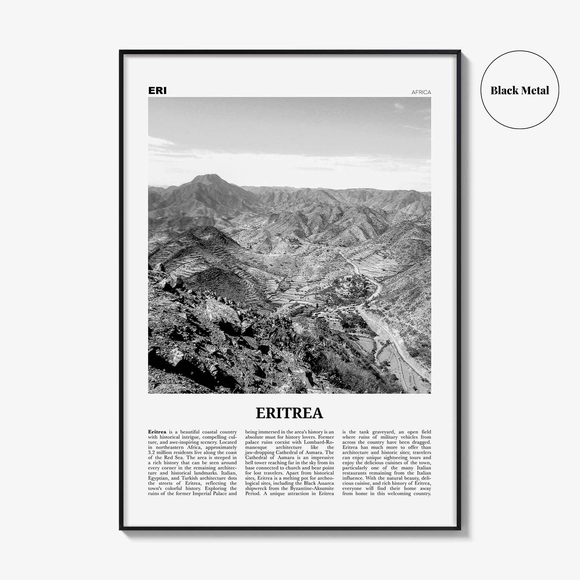 Eritrea Print Black and White, Eritrea Wall Art, Eritrea Poster, Eritrea Photo, Eritrea Wall Decor, Country Art Print, Africa, Asmera