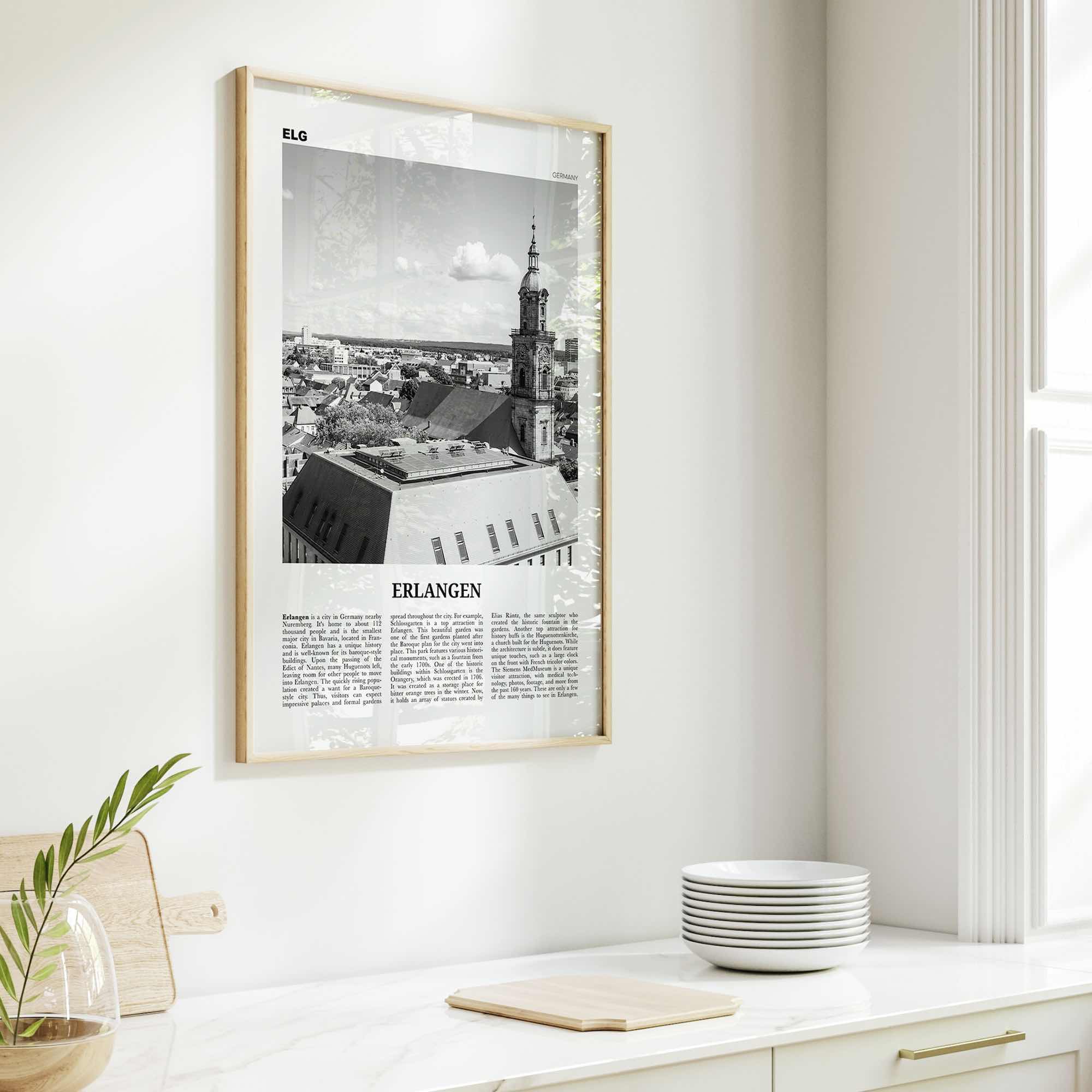 Erlangen Print Black and White, Erlangen Wall Art, Erlangen Poster, Erlangen Photo, Erlangen Wall Décor, Erlangen Map, Germany