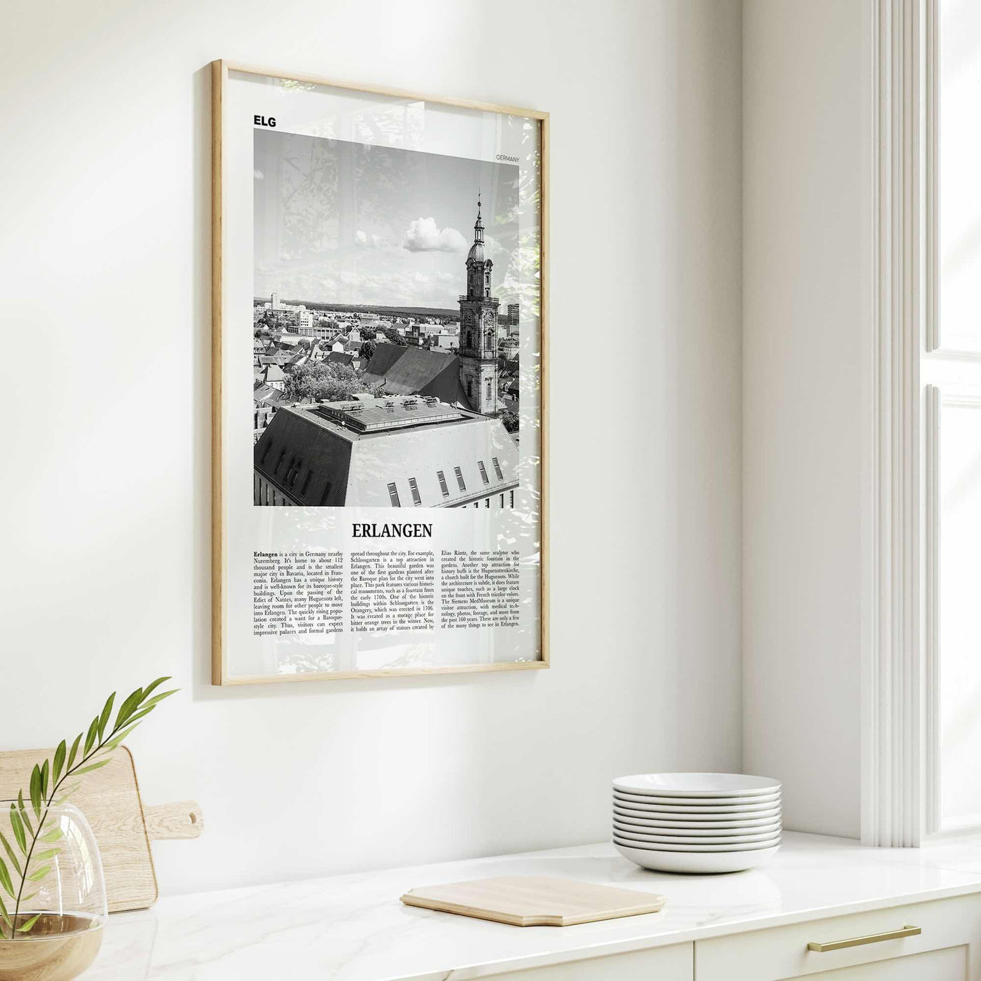 Erlangen Print Black and White, Erlangen Wall Art, Erlangen Poster, Erlangen Photo, Erlangen Wall Décor, Erlangen Map, Germany