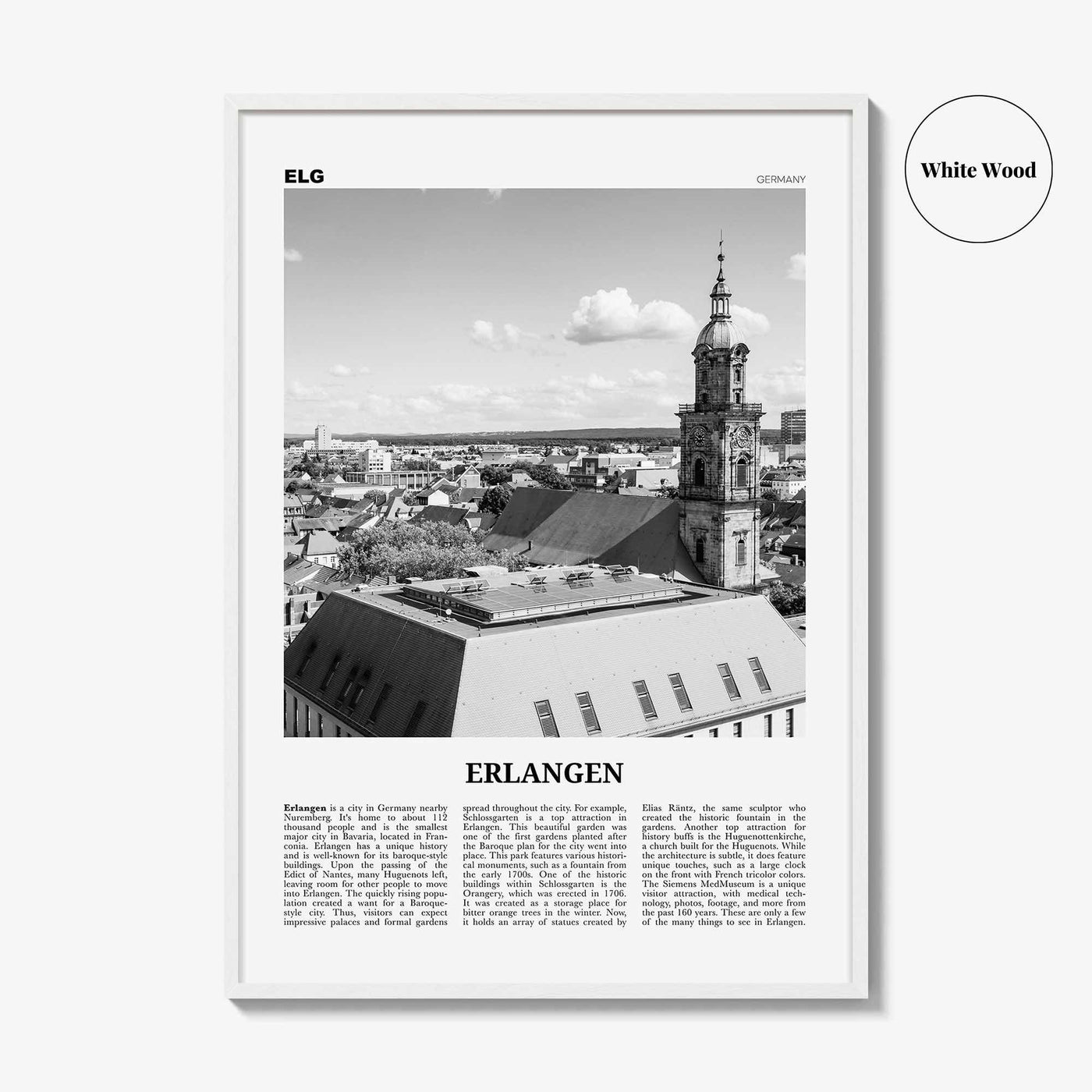 Erlangen Print Black and White, Erlangen Wall Art, Erlangen Poster, Erlangen Photo, Erlangen Wall Décor, Erlangen Map, Germany