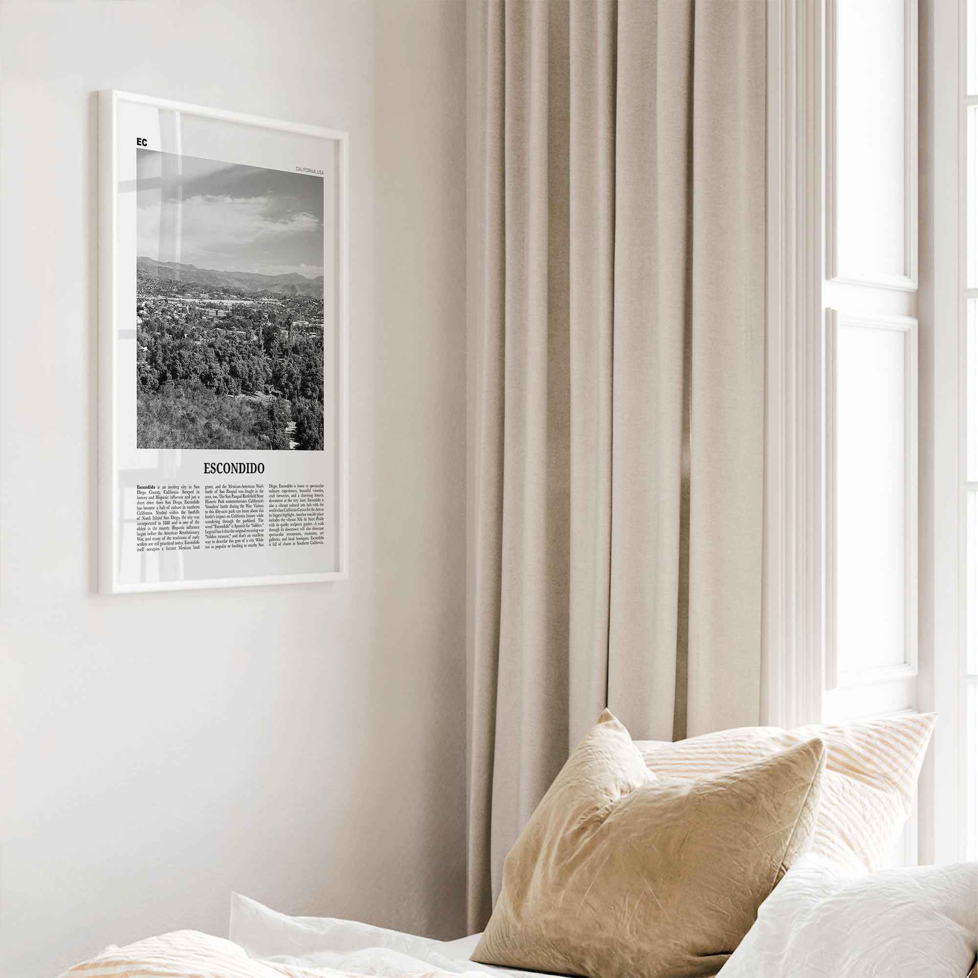 Escondido Print Black and White, Escondido Wall Art, Escondido Poster, Escondido Photo, Escondido Wall Décor, Escondido Map, California, USA