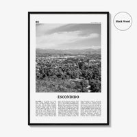 Escondido Print Black and White, Escondido Wall Art, Escondido Poster, Escondido Photo, Escondido Wall Décor, Escondido Map, California, USA