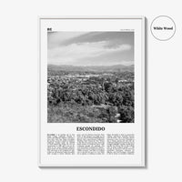 Escondido Print Black and White, Escondido Wall Art, Escondido Poster, Escondido Photo, Escondido Wall Décor, Escondido Map, California, USA