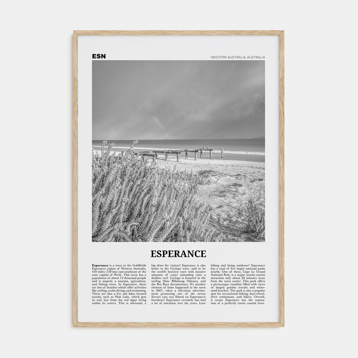 Esperance Travel B&W Poster