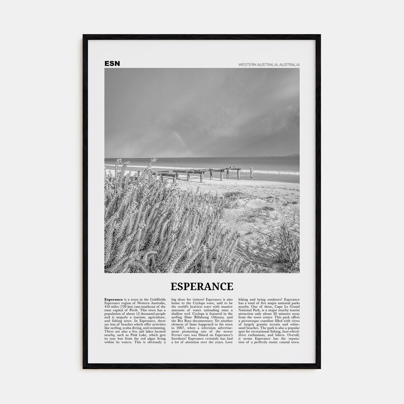 Esperance Travel B&W Poster