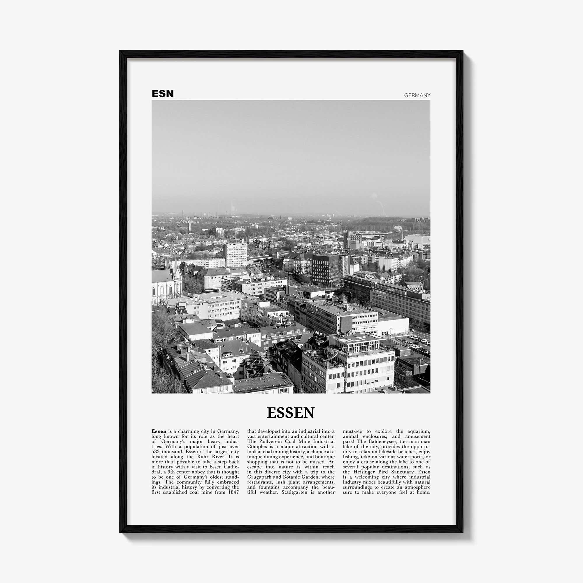 Essen Print Black and White, Essen Wall Art, Essen Poster, Essen Photo, Essen Wall Décor, Rhine-Ruhr, Germany, Deutschland