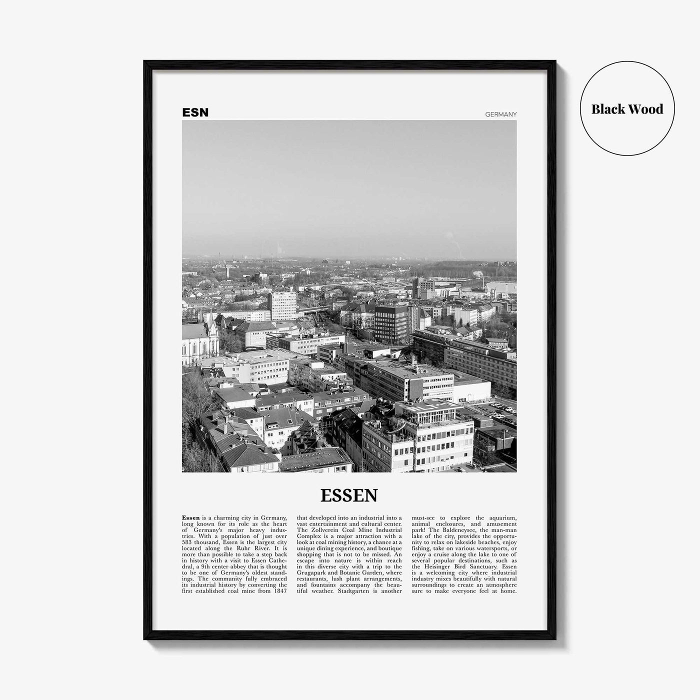 Essen Print Black and White, Essen Wall Art, Essen Poster, Essen Photo, Essen Wall Décor, Rhine-Ruhr, Germany, Deutschland