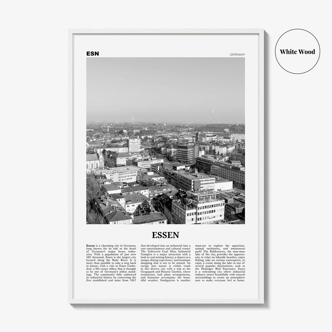 Essen Print Black and White, Essen Wall Art, Essen Poster, Essen Photo, Essen Wall Décor, Rhine-Ruhr, Germany, Deutschland