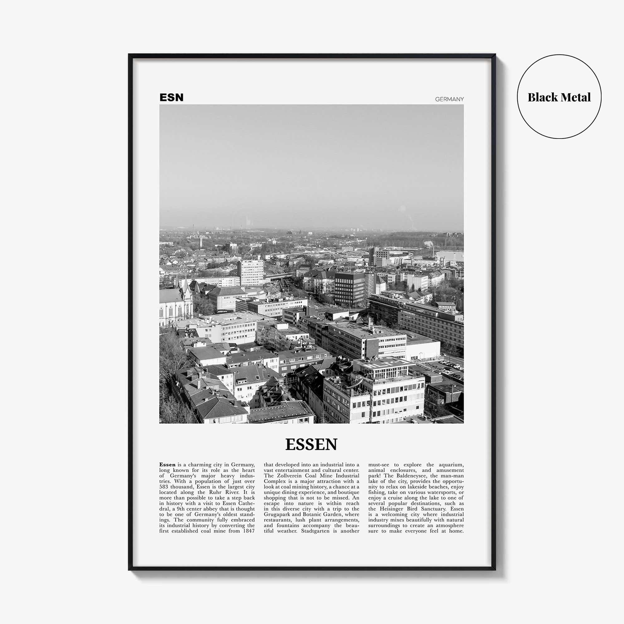 Essen Print Black and White, Essen Wall Art, Essen Poster, Essen Photo, Essen Wall Décor, Rhine-Ruhr, Germany, Deutschland