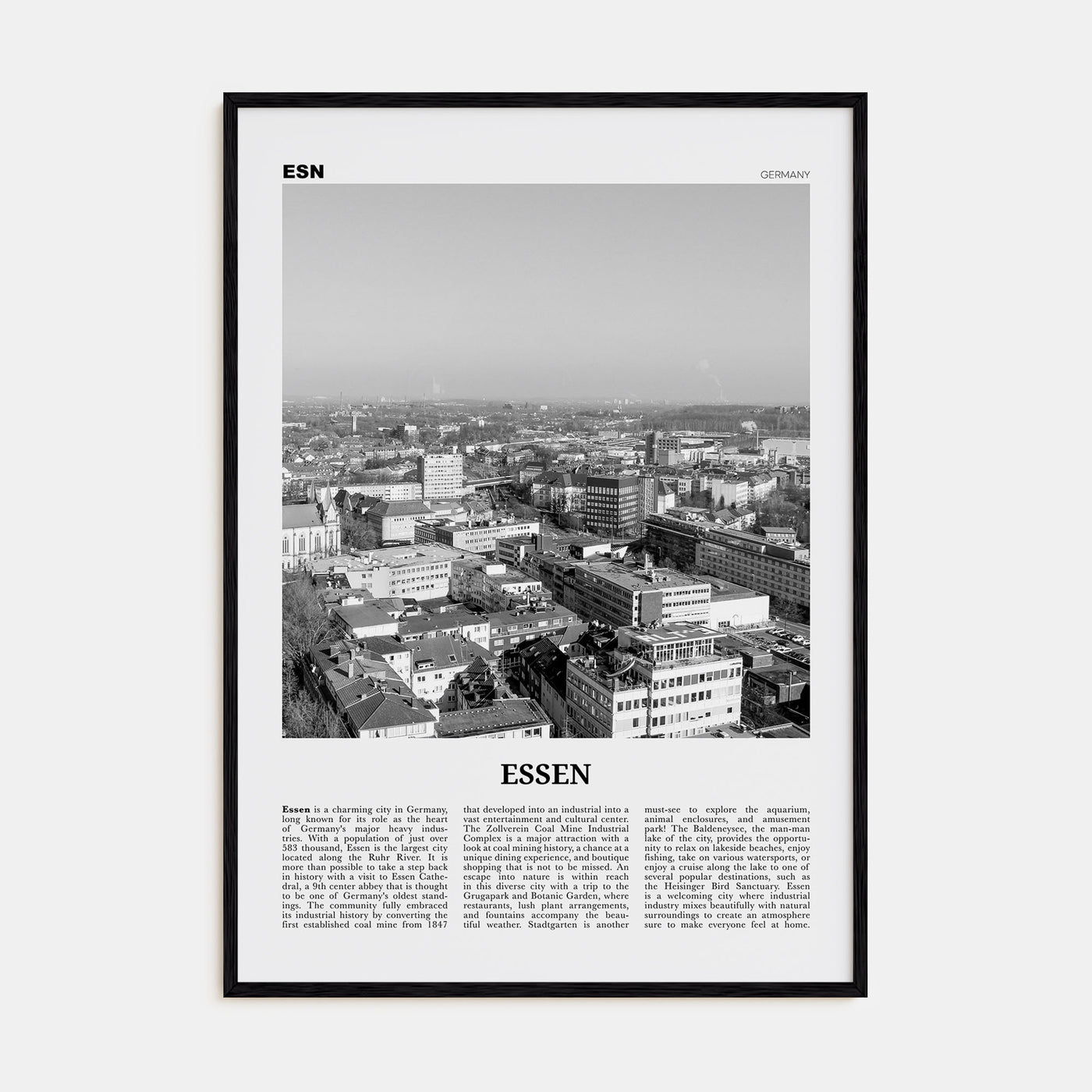 Essen Travel B&W Poster