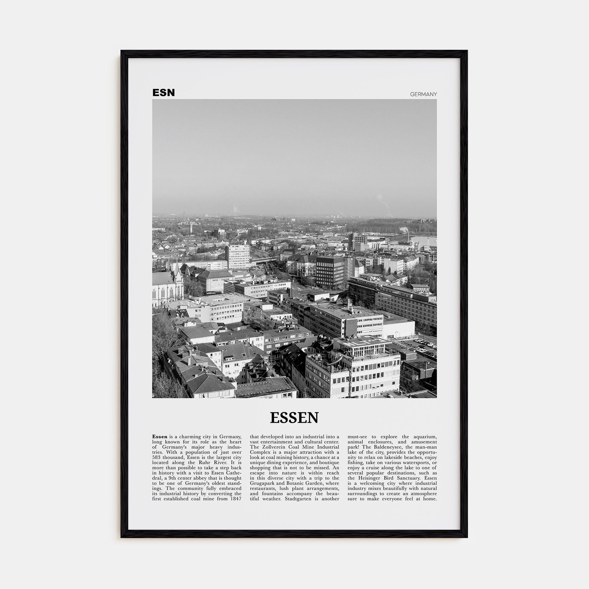 Essen Travel B&W Poster