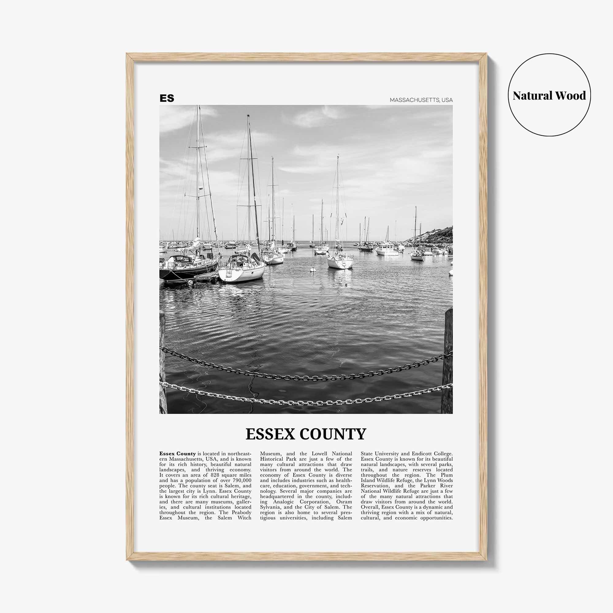 Essex County Print Black and White, Essex County Wall Art, Essex County Poster, Essex County Photo, Essex County Wall Décor, Essex Map