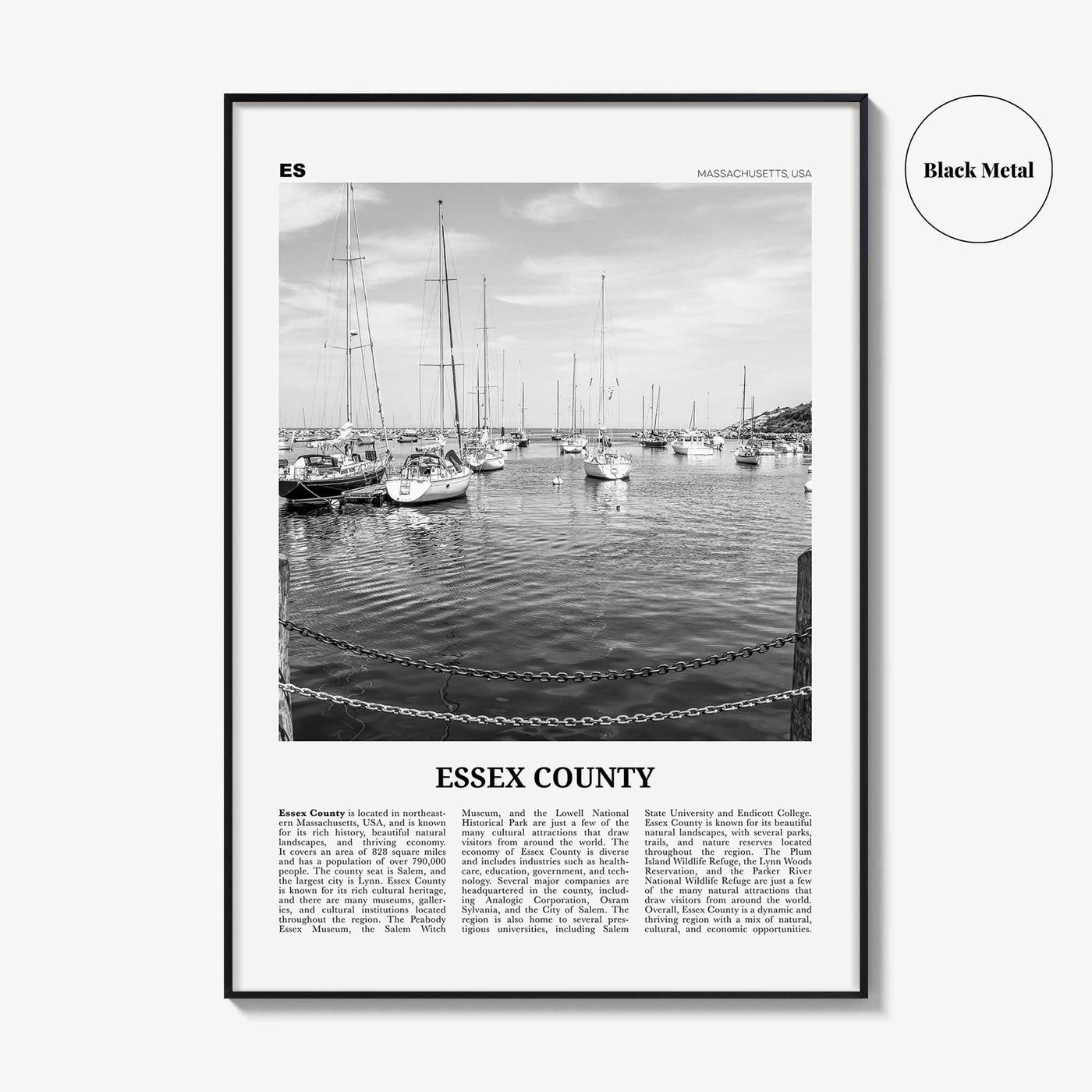 Essex County Print Black and White, Essex County Wall Art, Essex County Poster, Essex County Photo, Essex County Wall Décor, Essex Map