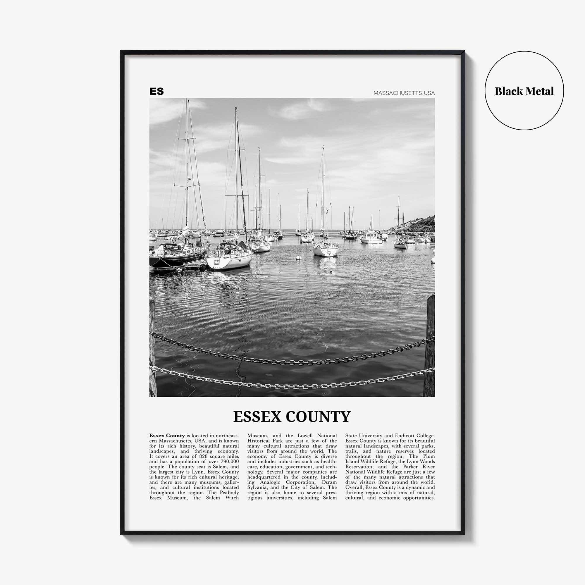 Essex County Print Black and White, Essex County Wall Art, Essex County Poster, Essex County Photo, Essex County Wall Décor, Essex Map