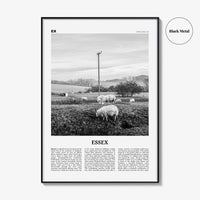 Essex Print Black and White, Essex Wall Art, Essex Poster, Essex Photo, Essex Map, England, UK, United Kingdom