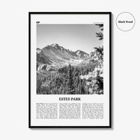 Estes Park Print Black and White, Estes Park Wall Art, Estes Park Poster, Estes Park Photo, Estes Park Décor, Estes Park Map, Colorado, USA