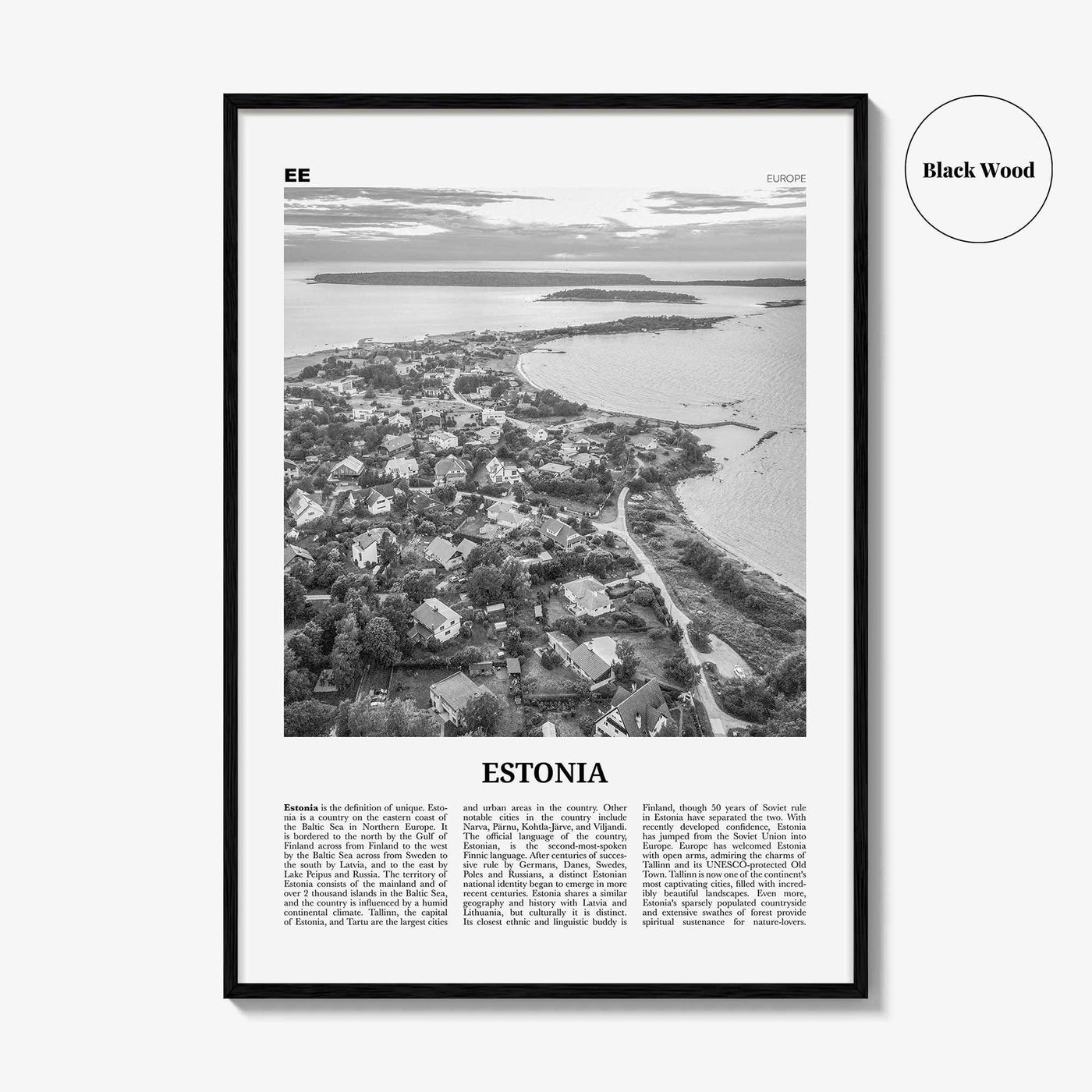 Estonia Print Black and White, Estonia Wall Art, Estonia Poster, Estonia Photo, Estonia Decor, Eesti, Vabariik, Estonian, Tallinn, Europe