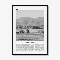 Eswatini Print Black and White, Eswatini Wall Art, Eswatini Poster, Eswatini Photo, Eswatini Wall Decor, Country Art Print, Africa Print