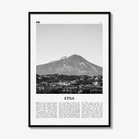 Etna Print Black and White, Etna Wall Art, Etna Poster, Etna Photo, Etna Wall Décor, Etna Map, Italy