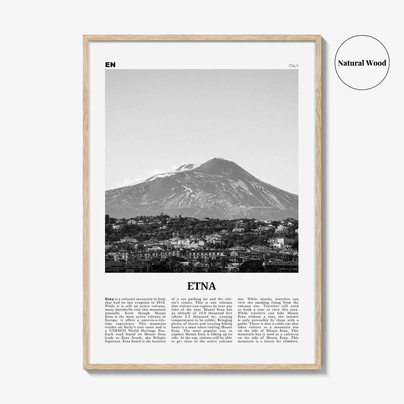 Etna Print Black and White, Etna Wall Art, Etna Poster, Etna Photo, Etna Wall Décor, Etna Map, Italy