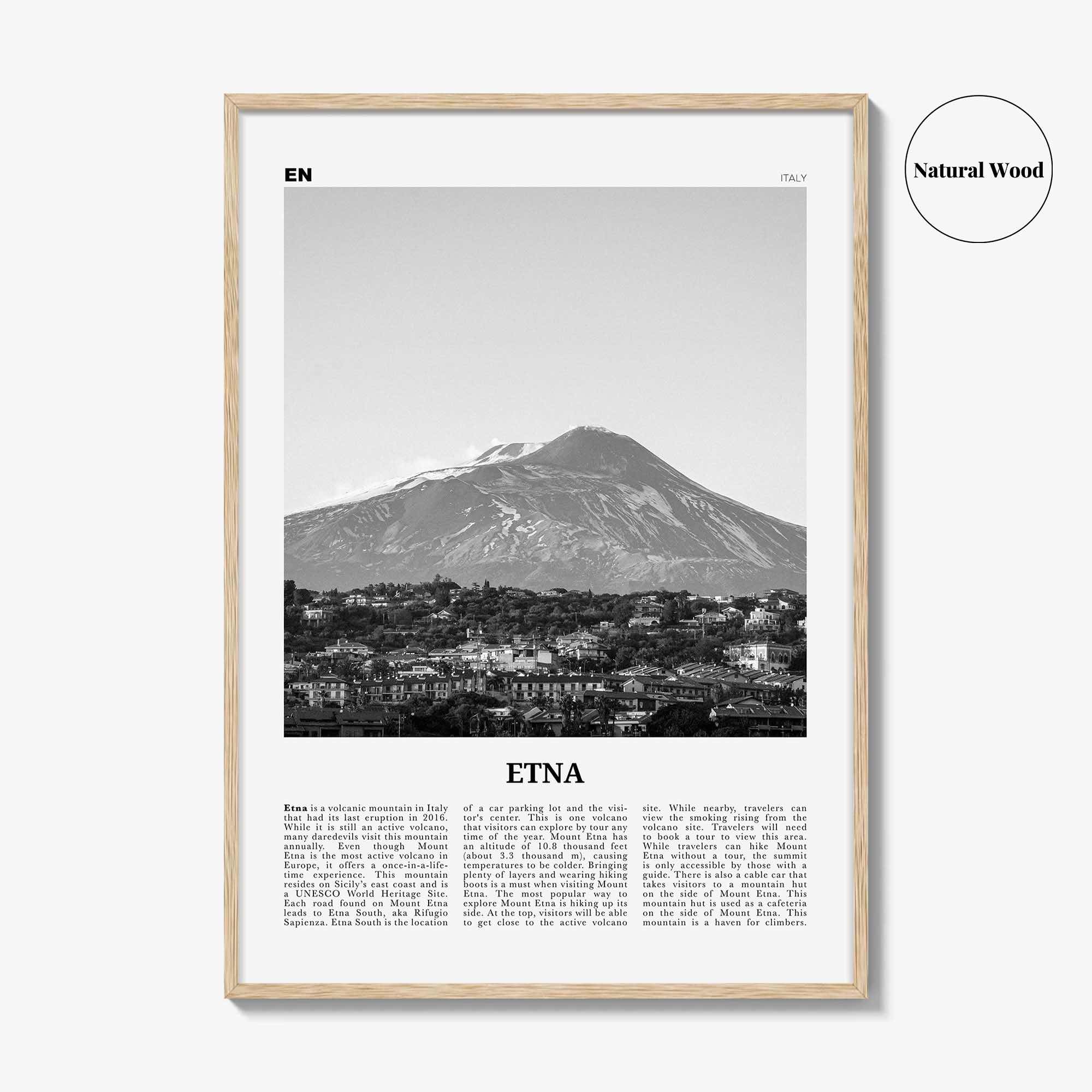 Etna Print Black and White, Etna Wall Art, Etna Poster, Etna Photo, Etna Wall Décor, Etna Map, Italy
