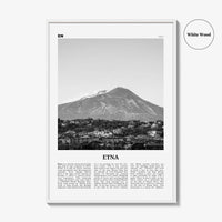 Etna Print Black and White, Etna Wall Art, Etna Poster, Etna Photo, Etna Wall Décor, Etna Map, Italy