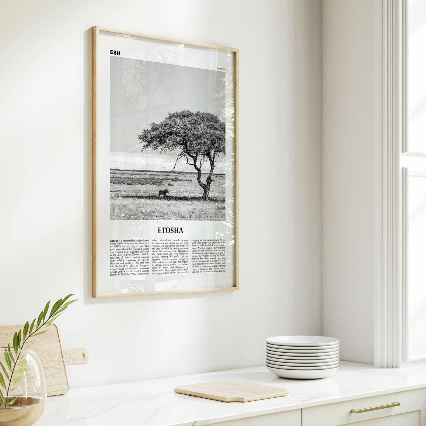 Etosha National Park Print Black and White, Etosha Wall Art, Etosha Poster, Etosha Photo, Etosha Wall Décor, Etosha Map, Africa, Namibia