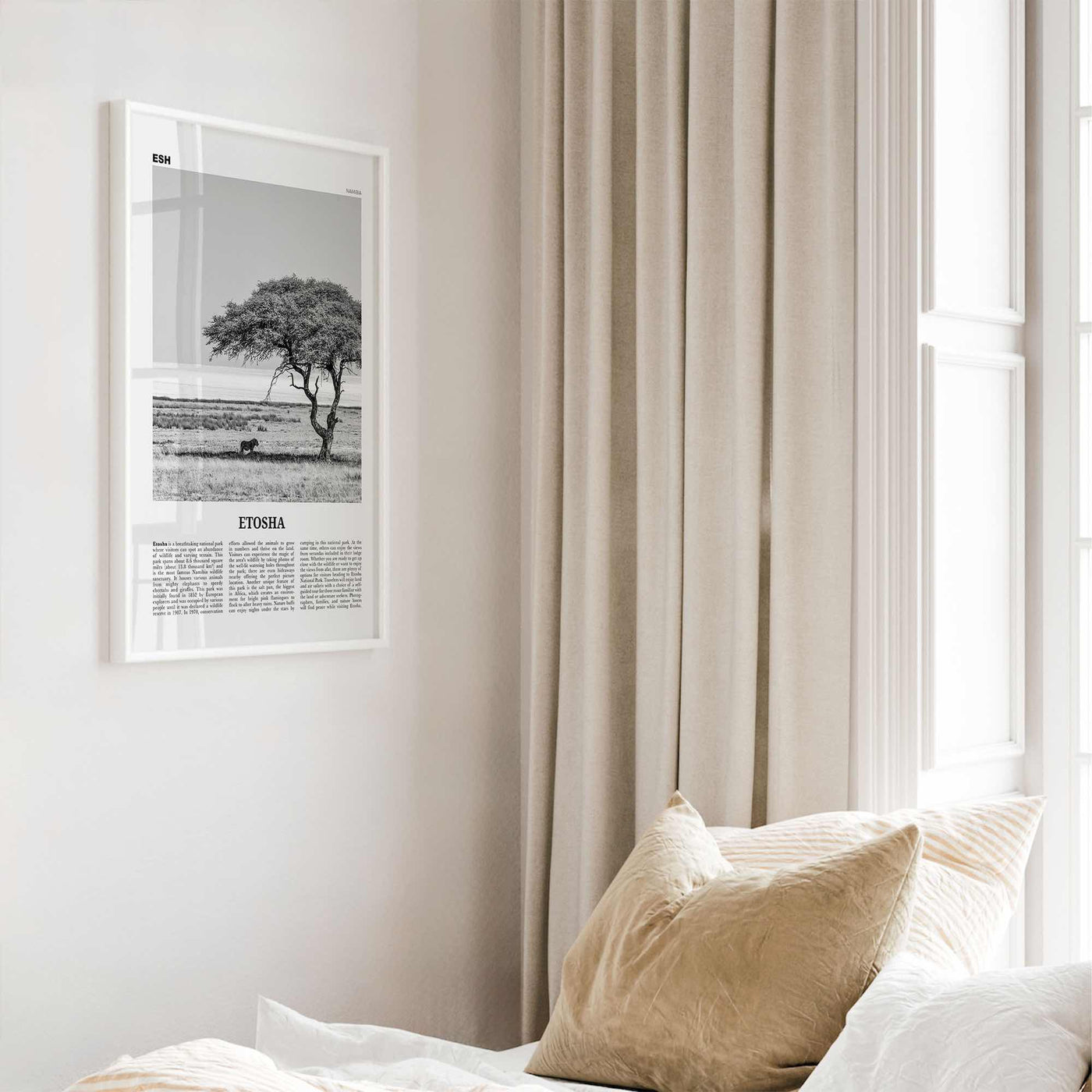 Etosha National Park Print Black and White, Etosha Wall Art, Etosha Poster, Etosha Photo, Etosha Wall Décor, Etosha Map, Africa, Namibia