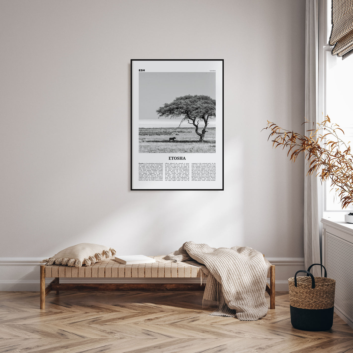 Etosha National Park Travel B&W Poster