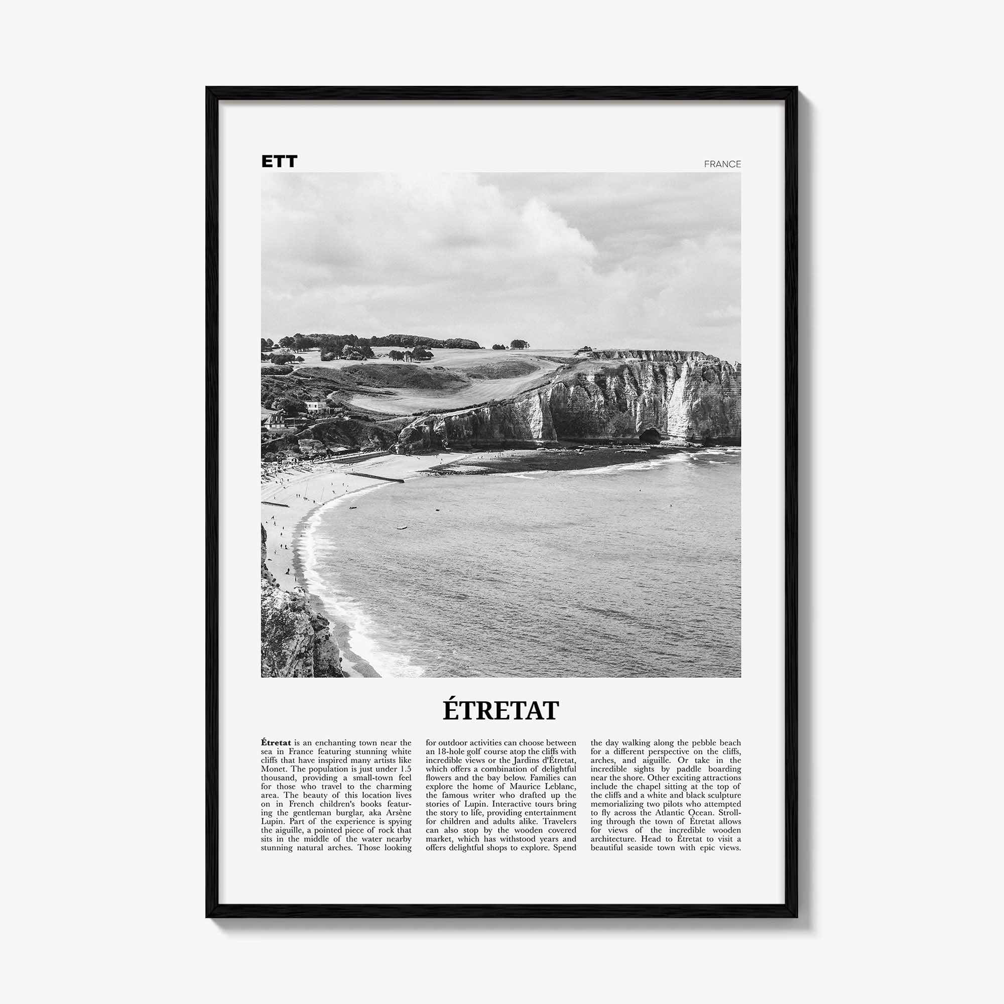 Etretat Print Black and White, Etretat Wall Art, Étretat Poster, Étretat Photo, Étretat Wall Décor, Étretat Map, France