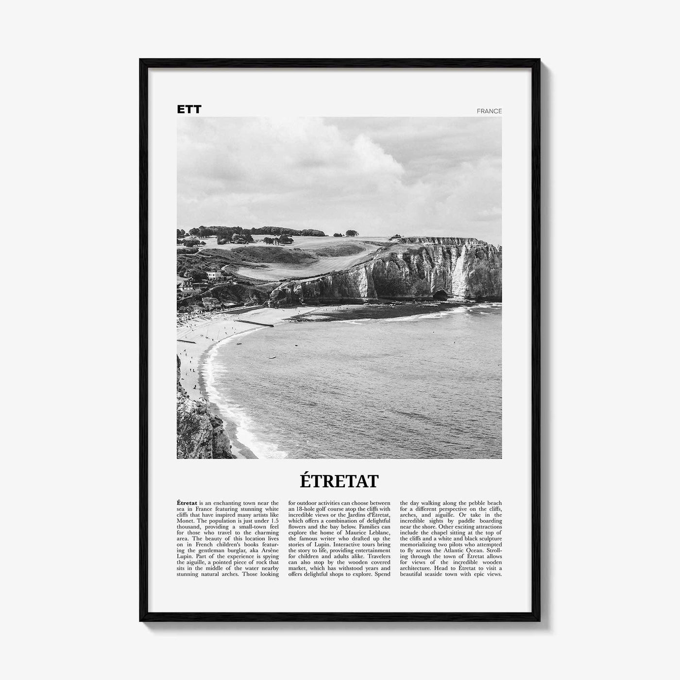 Etretat Print Black and White, Etretat Wall Art, Étretat Poster, Étretat Photo, Étretat Wall Décor, Étretat Map, France