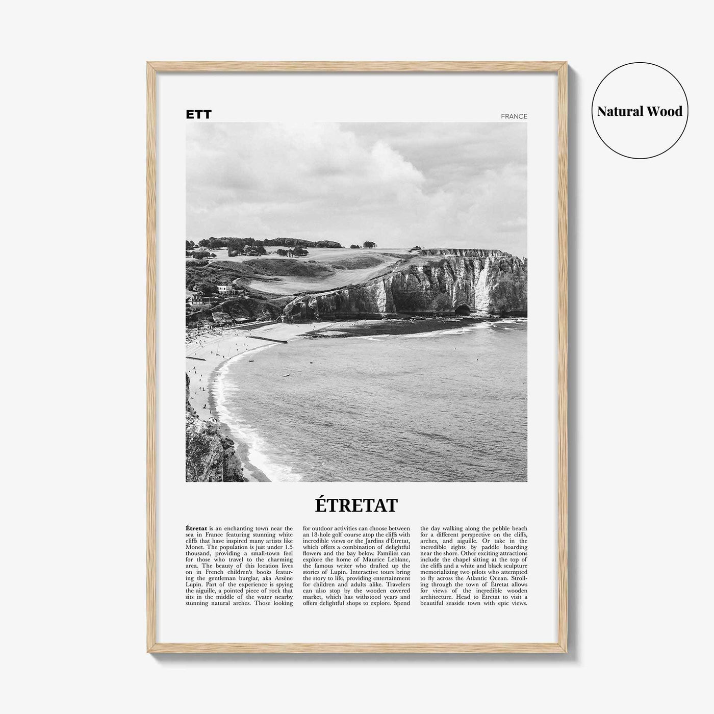 Etretat Print Black and White, Etretat Wall Art, Étretat Poster, Étretat Photo, Étretat Wall Décor, Étretat Map, France