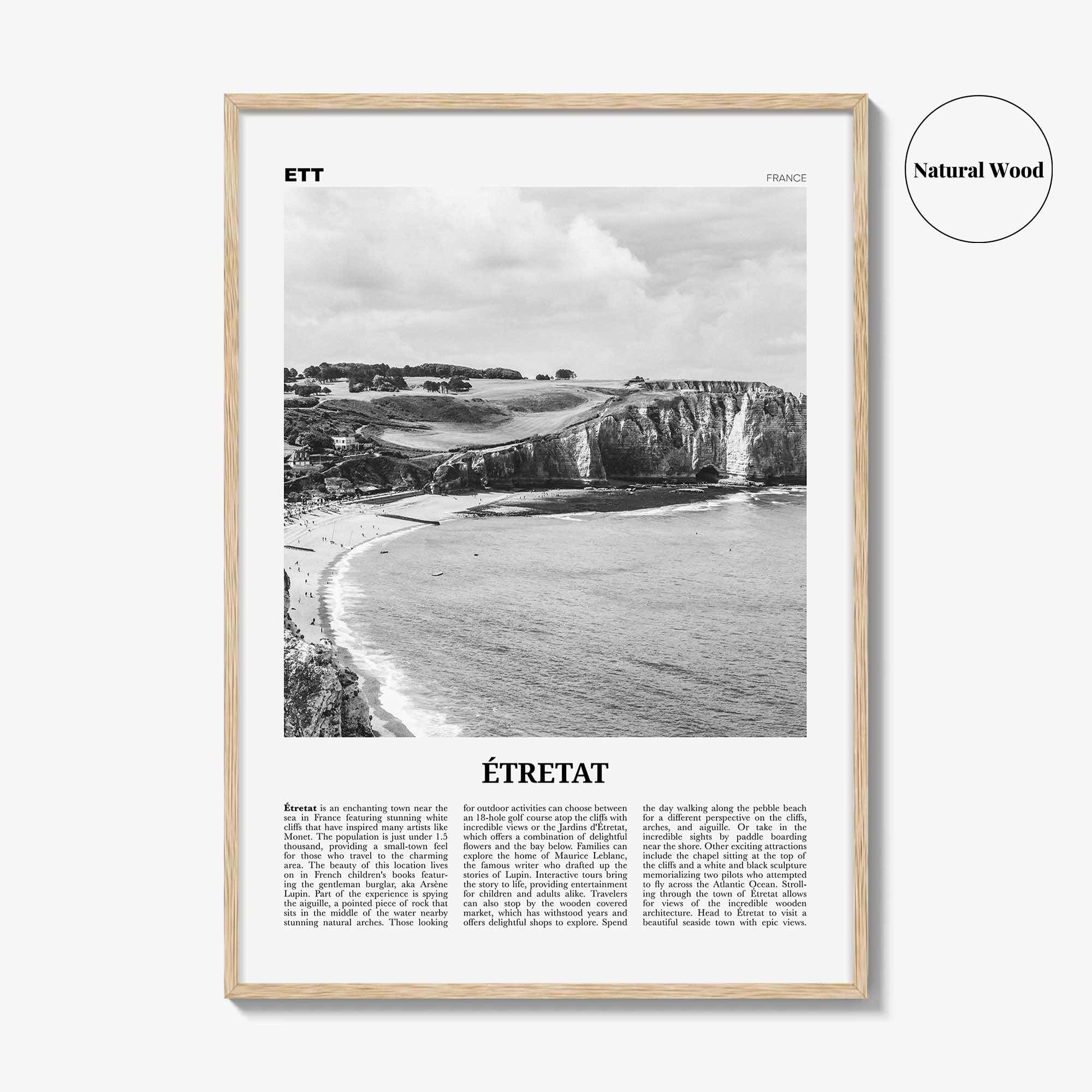 Etretat Print Black and White, Etretat Wall Art, Étretat Poster, Étretat Photo, Étretat Wall Décor, Étretat Map, France