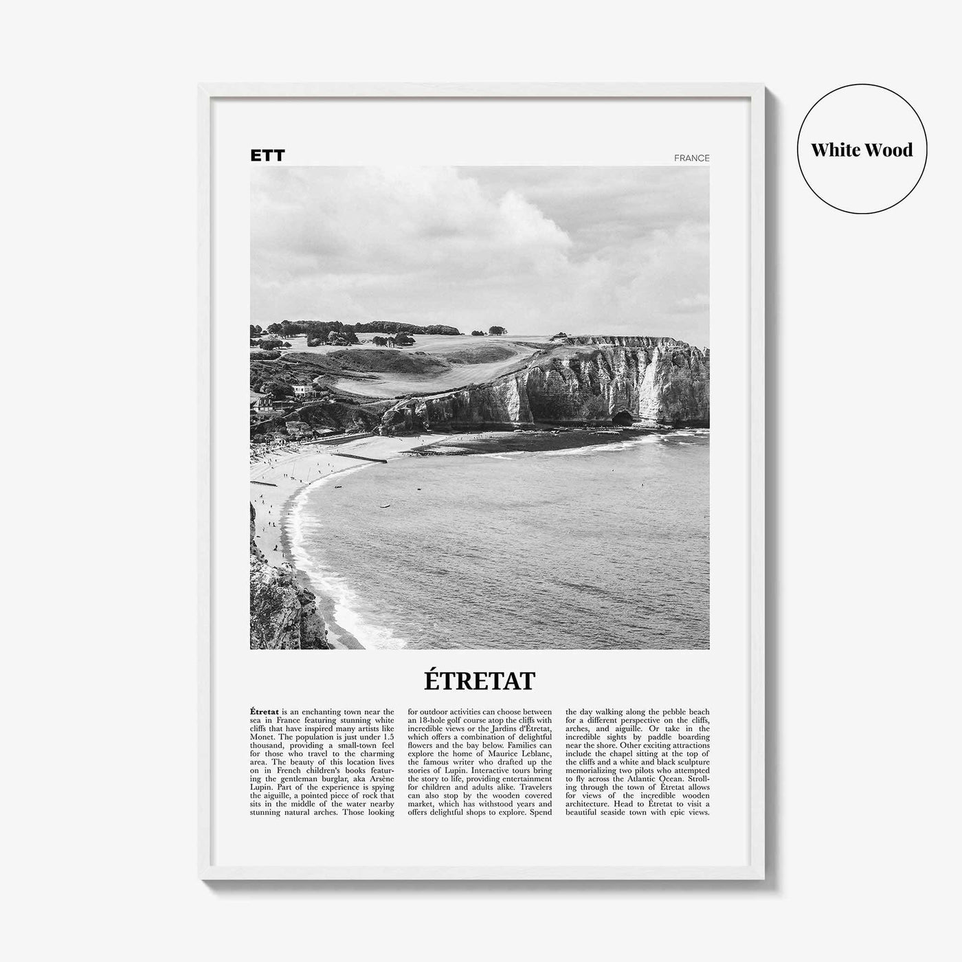 Etretat Print Black and White, Etretat Wall Art, Étretat Poster, Étretat Photo, Étretat Wall Décor, Étretat Map, France