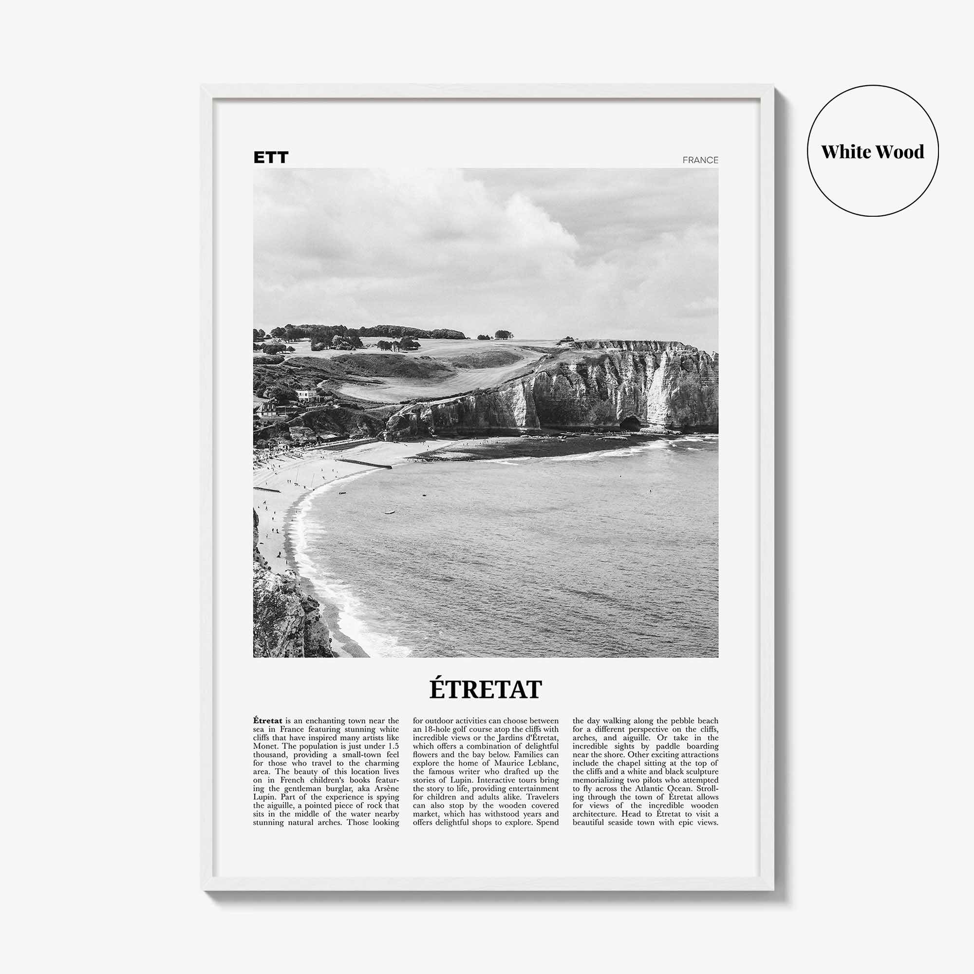 Etretat Print Black and White, Etretat Wall Art, Étretat Poster, Étretat Photo, Étretat Wall Décor, Étretat Map, France