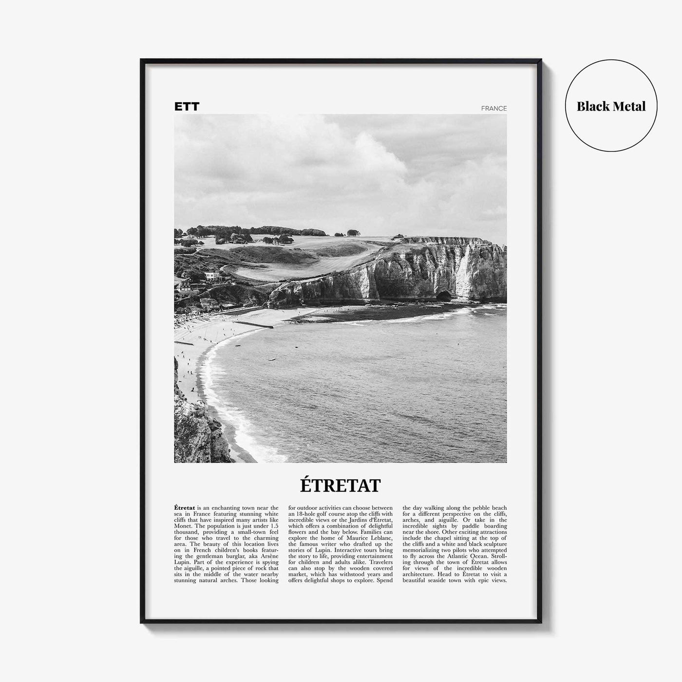 Etretat Print Black and White, Etretat Wall Art, Étretat Poster, Étretat Photo, Étretat Wall Décor, Étretat Map, France
