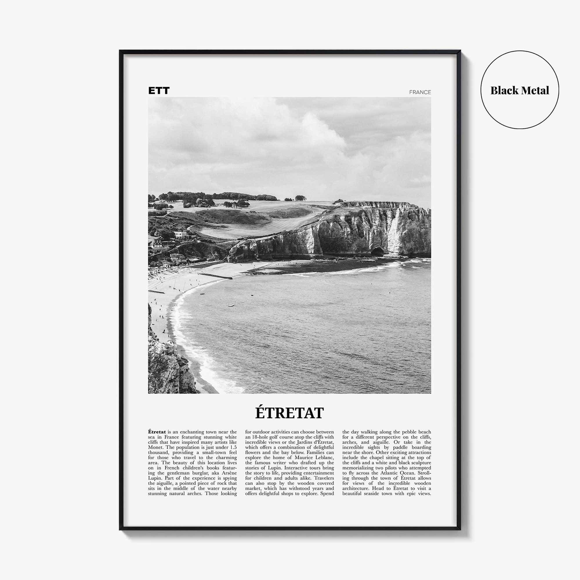 Etretat Print Black and White, Etretat Wall Art, Étretat Poster, Étretat Photo, Étretat Wall Décor, Étretat Map, France