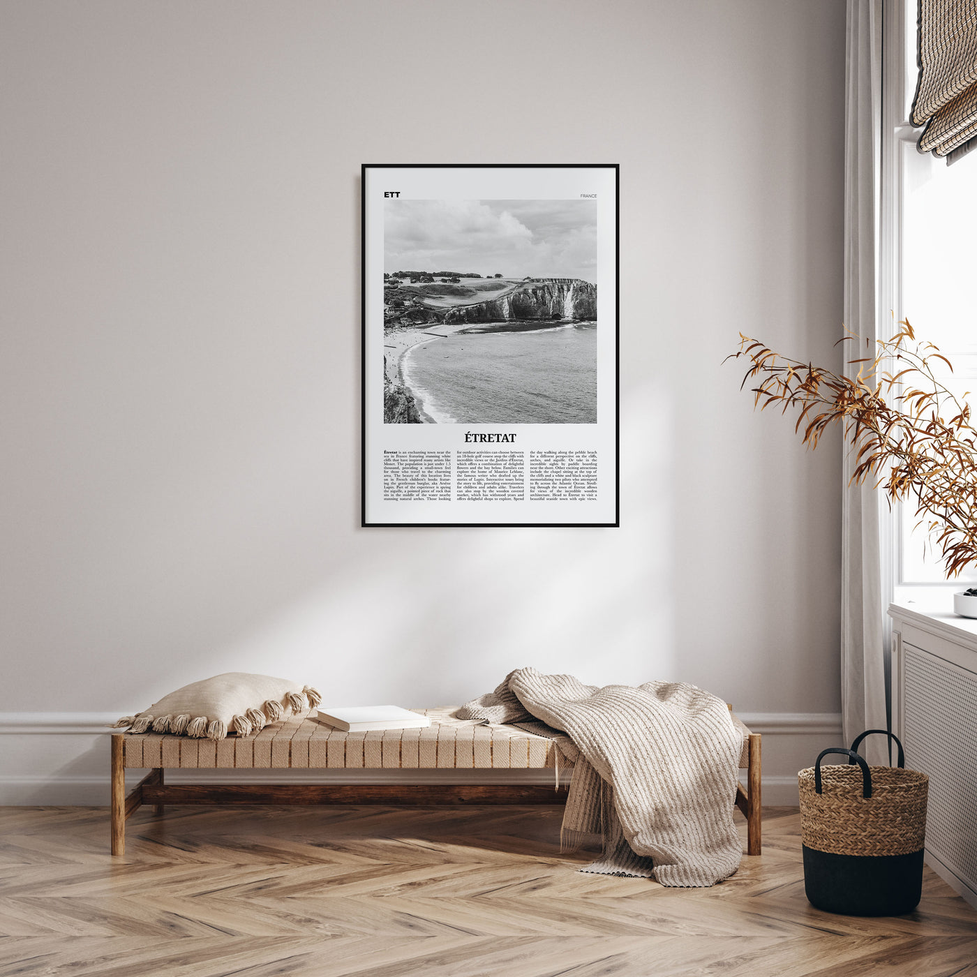 Étretat Travel B&W Poster
