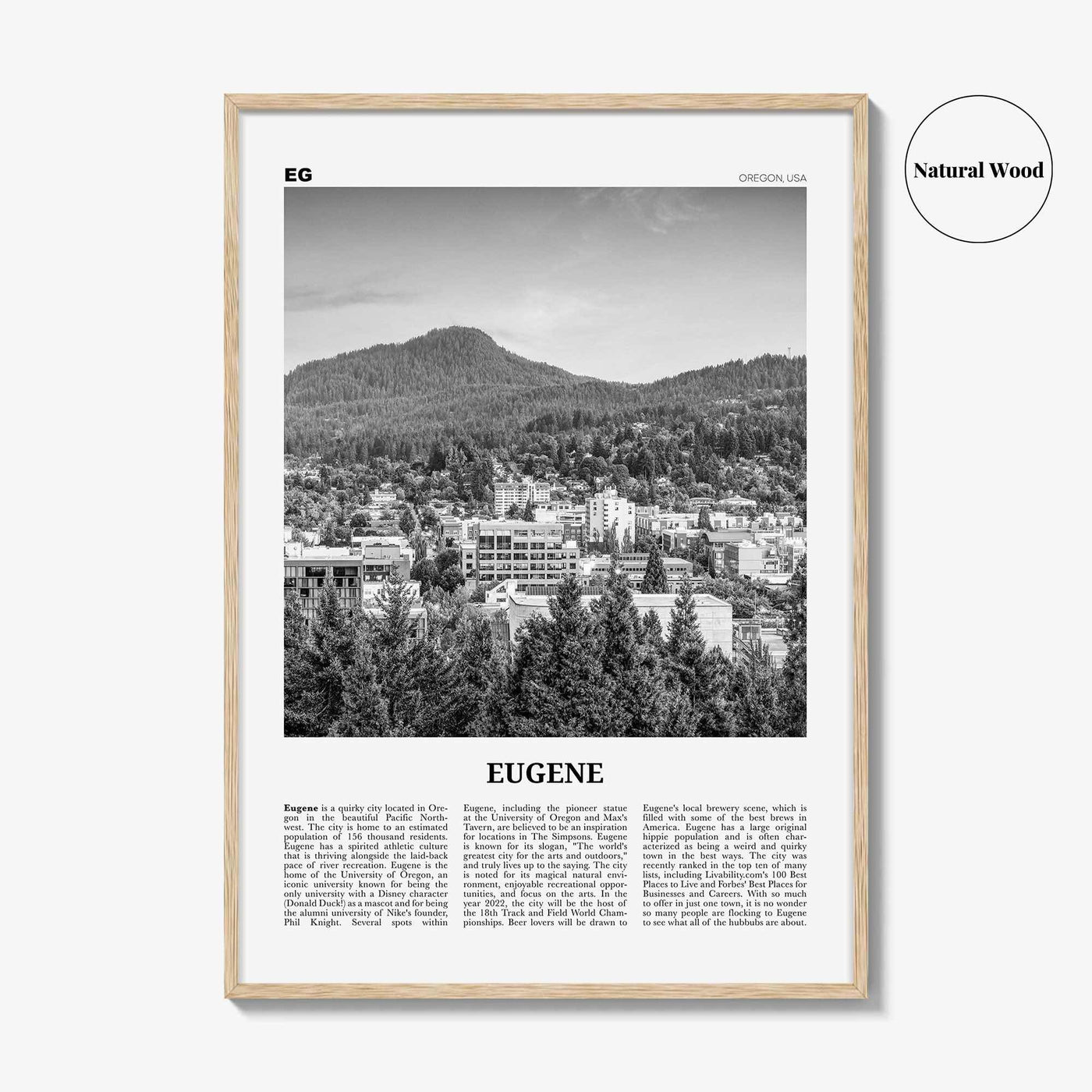 Eugene Print Black and White, Eugene Wall Art, Eugene Poster, Eugene Photo, Eugene Wall Décor, Oregon, USA, United States, North America