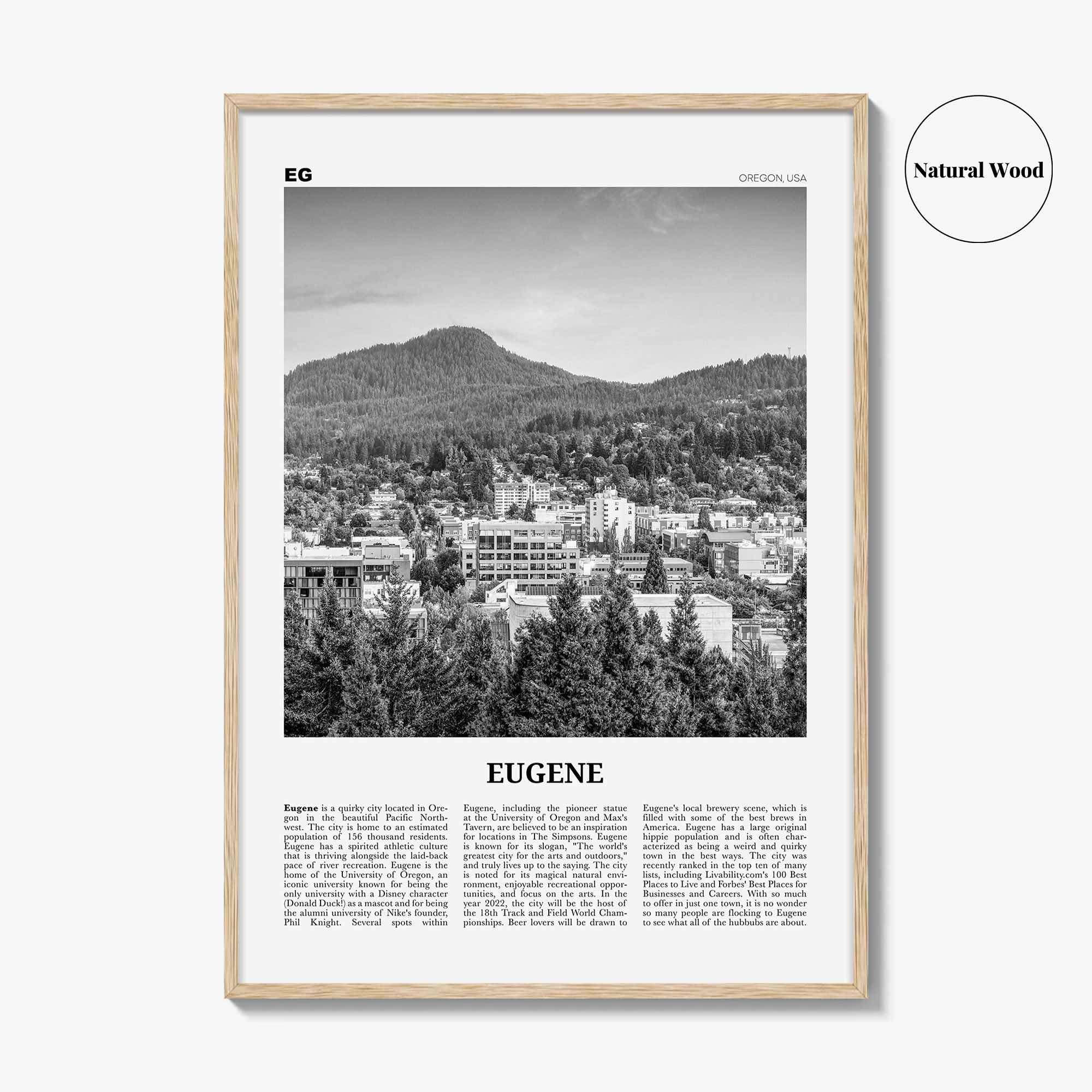 Eugene Print Black and White, Eugene Wall Art, Eugene Poster, Eugene Photo, Eugene Wall Décor, Oregon, USA, United States, North America