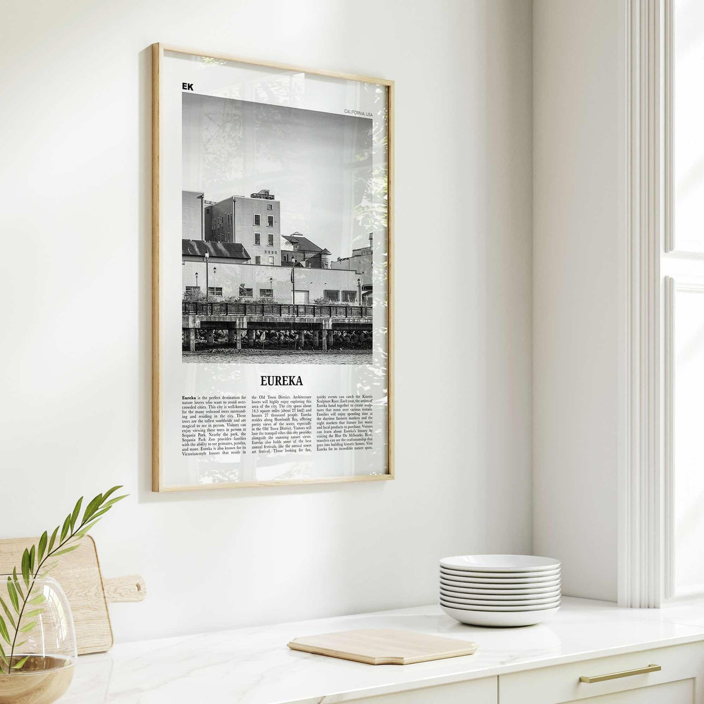 Eureka Print Black and White, Eureka Wall Art, Eureka Poster, Eureka Photo, Eureka Wall Décor, Eureka Map, California, USA