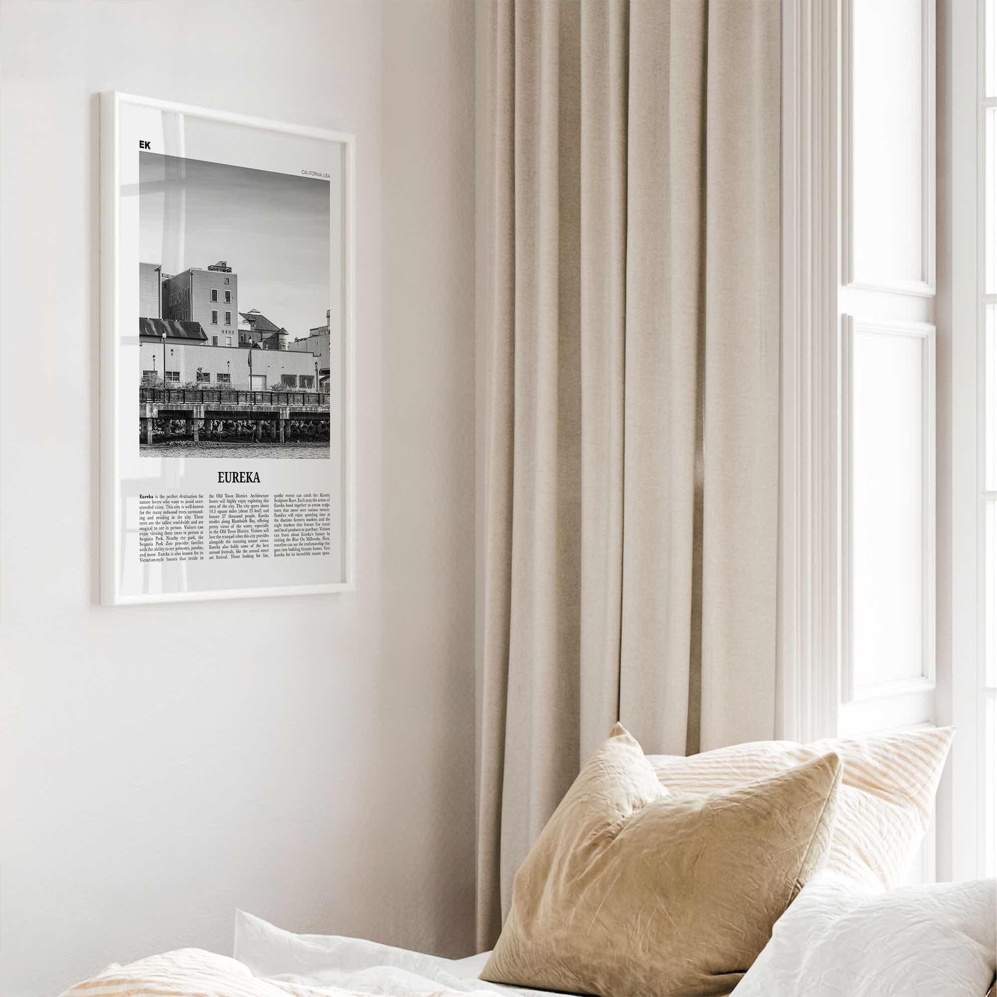 Eureka Print Black and White, Eureka Wall Art, Eureka Poster, Eureka Photo, Eureka Wall Décor, Eureka Map, California, USA