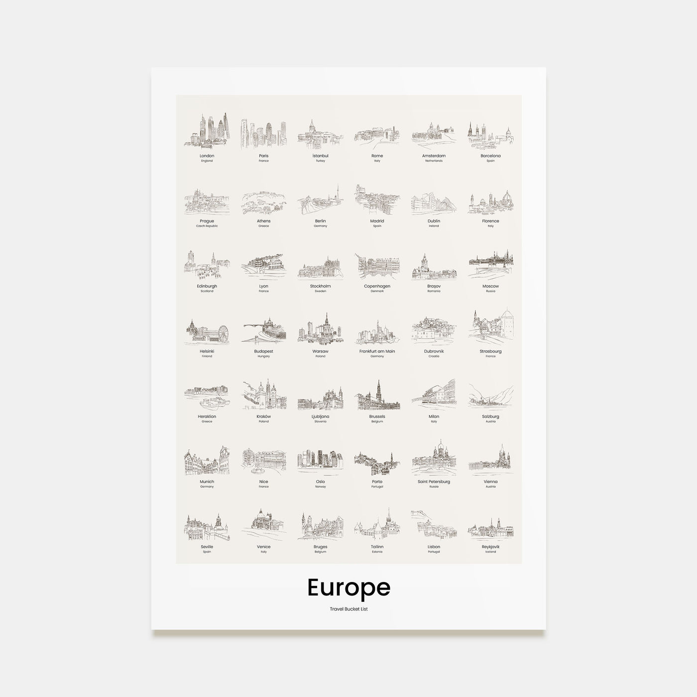 Europe Bucket List Poster