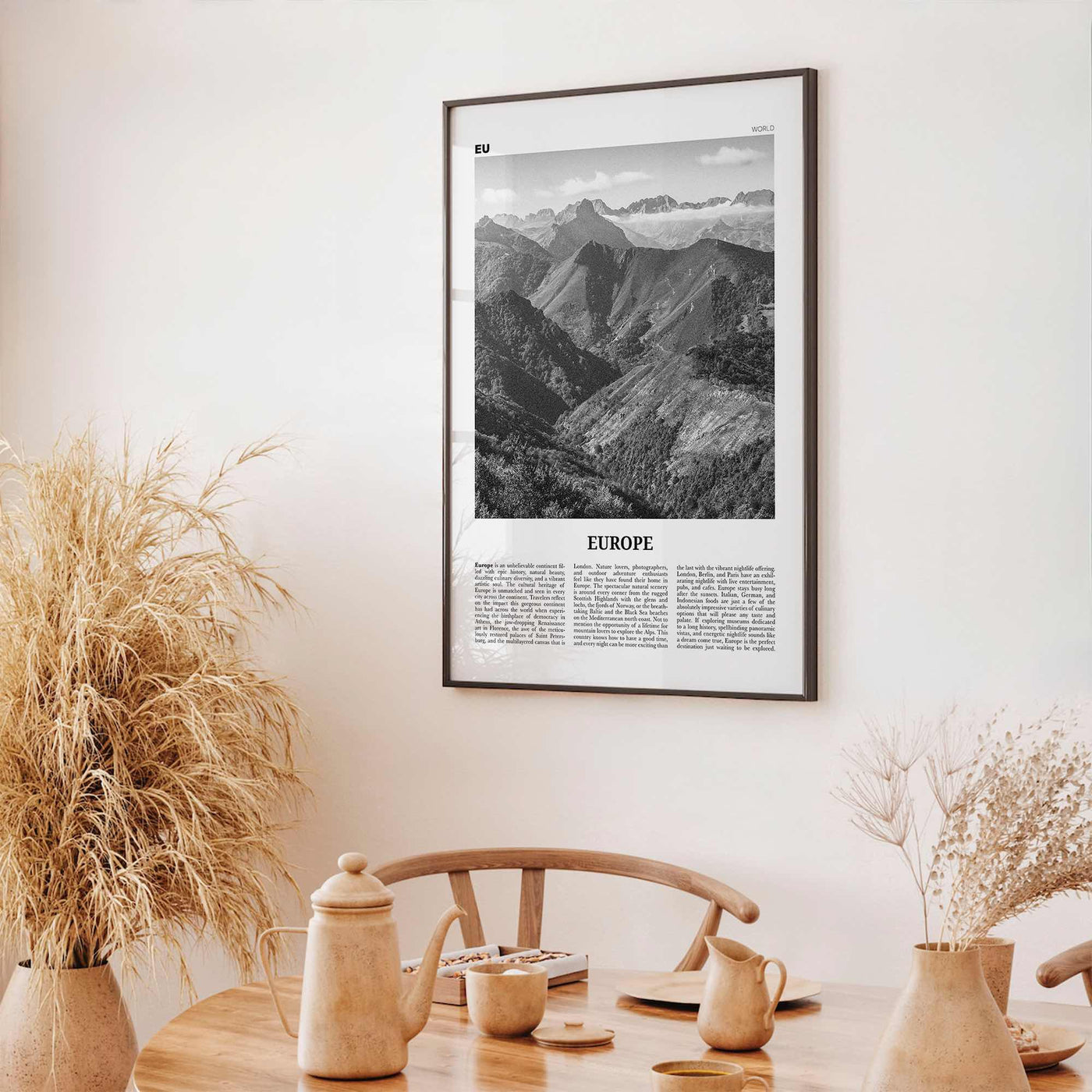 Europe Print Black and White, Europe Wall Art, Europe Poster, Europe Photo, Europe Wall Decor, Continent Art Print