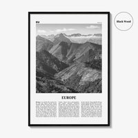 Europe Print Black and White, Europe Wall Art, Europe Poster, Europe Photo, Europe Wall Decor, Continent Art Print