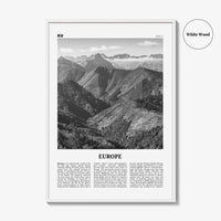 Europe Print Black and White, Europe Wall Art, Europe Poster, Europe Photo, Europe Wall Decor, Continent Art Print